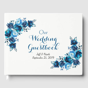 Rustikale Hochzeit mit blauer Flora Gästebuch