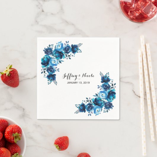 Rustikale Hochzeit mit blauer Flora Serviette (Beispiel)