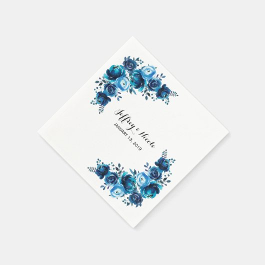 Rustikale Hochzeit mit blauer Flora Serviette (Ecke)