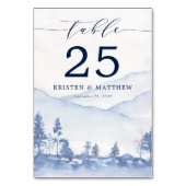 Rustikale Hochzeit mit blauer Wasserfarbe Tischnummer (Vorderseite)