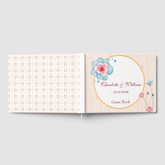 Rustikale Hochzeit mit Blumen Gästebuch (Voll)