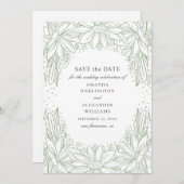 Rustikale Hochzeit mit Blumen. Landgrüne Blume Save The Date (Vorne/Hinten)