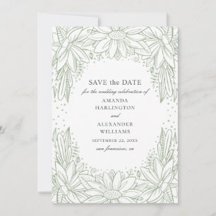 Rustikale Hochzeit mit Blumen. Landgrüne Blume Save The Date
