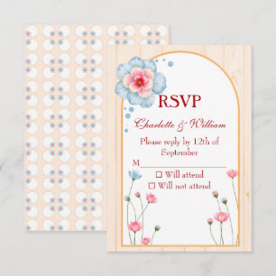 Rustikale Hochzeit mit Blumen RSVP Karte