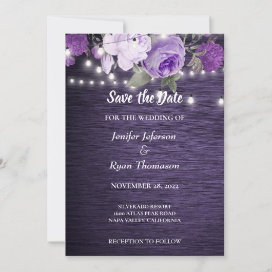 Rustikale Hochzeit mit Blumen speichern Sie das Da Ankündigung (Vorderseite)