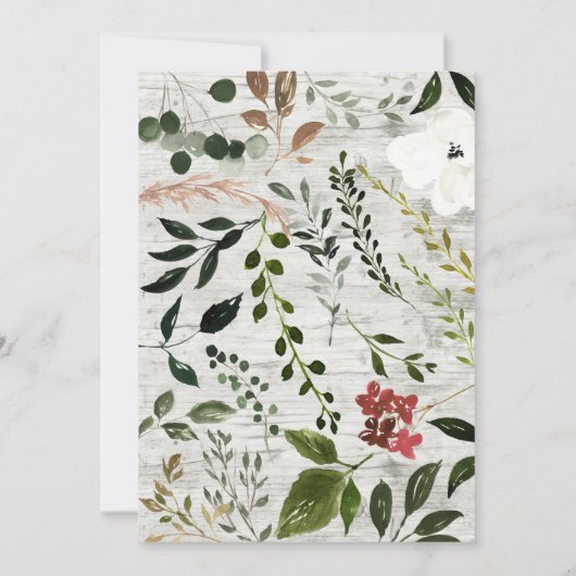 Rustikale Hochzeit mit Blumenkranz in Aquarellen Save The Date (Rückseite)