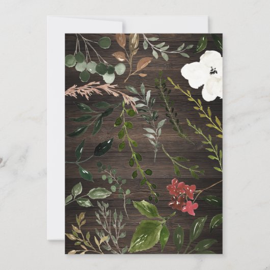 Rustikale Hochzeit mit Blumenkranz in Aquarellen Save The Date (Rückseite)