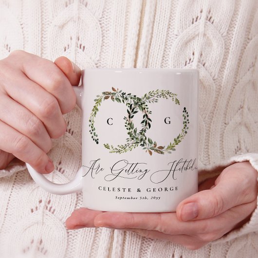 Rustikale Hochzeit mit Blumenkranz Tasse