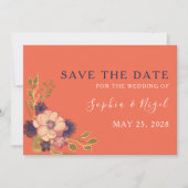Rustikale Hochzeit mit blumigem Rosaton Save The Date (Vorderseite)