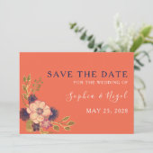 Rustikale Hochzeit mit blumigem Rosaton Save The Date (Stehend Vorderseite)