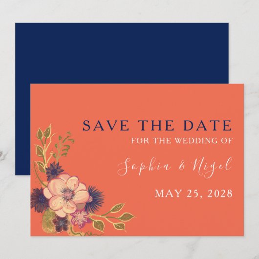 Rustikale Hochzeit mit blumigem Rosaton Save The Date (Vorne/Hinten)