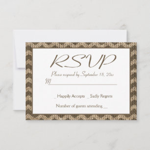 Rustikale Hochzeit mit braunem Chevron-Streifen au RSVP Karte