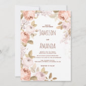 Rustikale Hochzeit mit brauner Korallenlippe Einladung (Vorderseite)