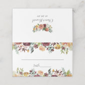 Rustikale Hochzeit mit Burgunder Orange Wasserfarb Platzkarte (Außenseite Aufgefaltet)