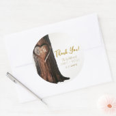 Rustikale Hochzeit mit Carved Heart Tree Runder Aufkleber (Umschlag)