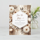 Rustikale Hochzeit mit digitaler Flora Save The Date (Stehend Vorderseite)