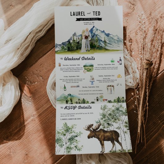 Rustikale Hochzeit mit drei Falten Einladung