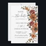 Rustikale Hochzeit mit Erdbeeren, Orangenkupfer Save The Date<br><div class="desc">Mit dieser eleganten Save the Date Karte verkünden Sie Ihren Tag! Diese Hochzeit Save the Date Card zeigt eine atemberaubende Aquarellblütenanordnung in warmen Rostorangen, Kupfertönen. Perfekt entworfen, um unsere Hochzeitskollektion Rustic Fall Floral zu ergänzen, können Sie sie einfach mit Ihren Details personalisieren. Drücken Sie einfach die Schaltfläche "Bearbeiten mit Entwurfswerkzeugen",...</div>