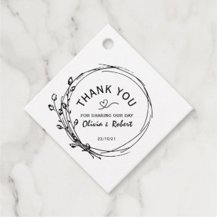 Rustikale Hochzeit mit Flora Danke Ihnen für Tags Geschenkanhänger