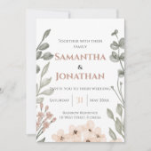 Rustikale Hochzeit mit Flora und Fauna Einladung (Vorderseite)