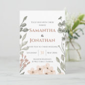 Rustikale Hochzeit mit Flora und Fauna Einladung (Stehend Vorderseite)