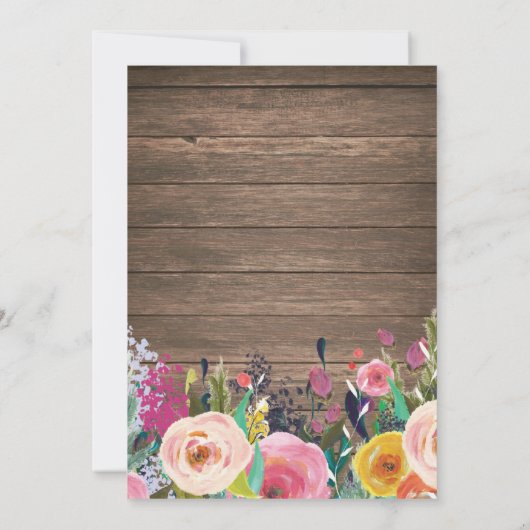 Rustikale Hochzeit mit Flora und Fauna Einladung (Rückseite)