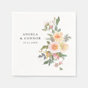 Rustikale Hochzeit mit floralen Wasserfarben Serviette