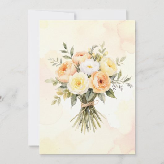 Rustikale Hochzeit mit floraler Wasserfarbe Einladung (Rückseite)