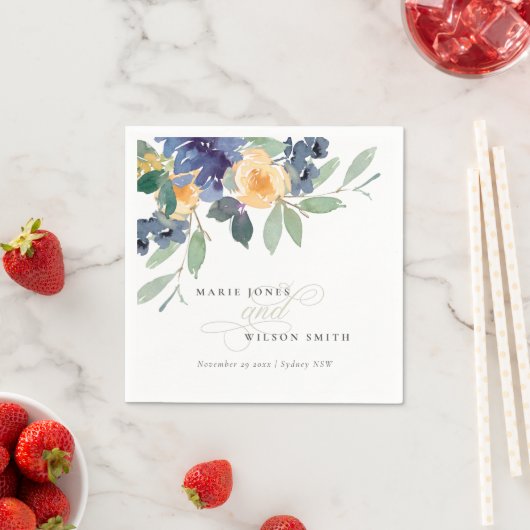 Rustikale Hochzeit mit gelbem Blau Serviette (Beispiel)