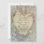 Rustikale Hochzeit mit gepflasterten Herzmuscheln Einladung (Vorderseite)
