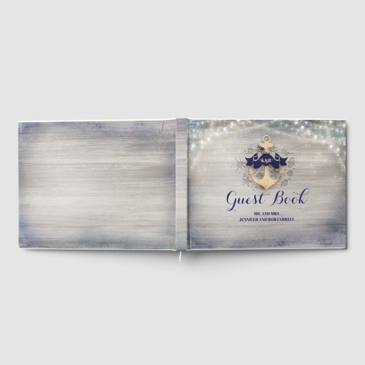 Rustikale Hochzeit mit Gold Anchor Gästebuch (Voll)