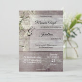 Rustikale Hochzeit mit grauem Holz Einladung (Stehend Vorderseite)