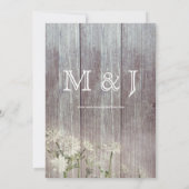 Rustikale Hochzeit mit grauem Holz Einladung (Rückseite)