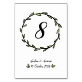 Rustikale Hochzeit mit grünem Blattwerk Tischnummer (Vorderseite)