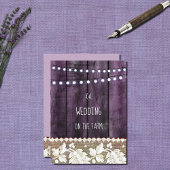 rustikale Hochzeit mit Holz , Spitzen , Saitenleuc Einladung