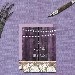 rustikale Hochzeit mit Holz , Spitzen , Saitenleuc Einladung