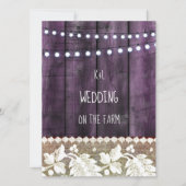 rustikale Hochzeit mit Holz , Spitzen , Saitenleuc Einladung (Vorderseite)