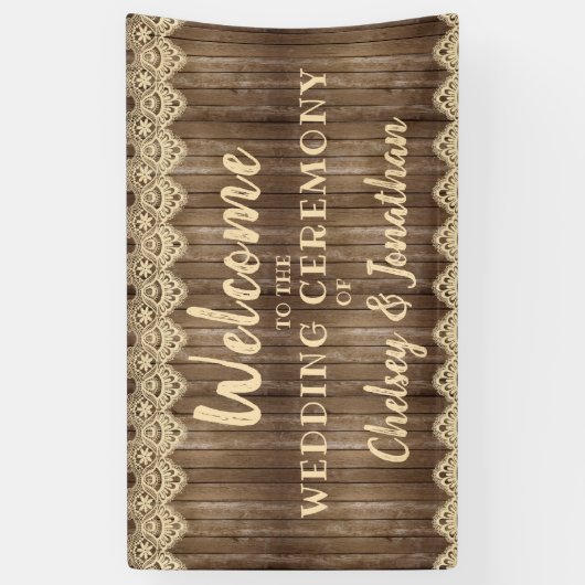 Rustikale Hochzeit mit Holz und Creme Banner (Vertikal)