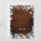 Rustikale Hochzeit mit Holz und Schnee Einladung (Rückseite)