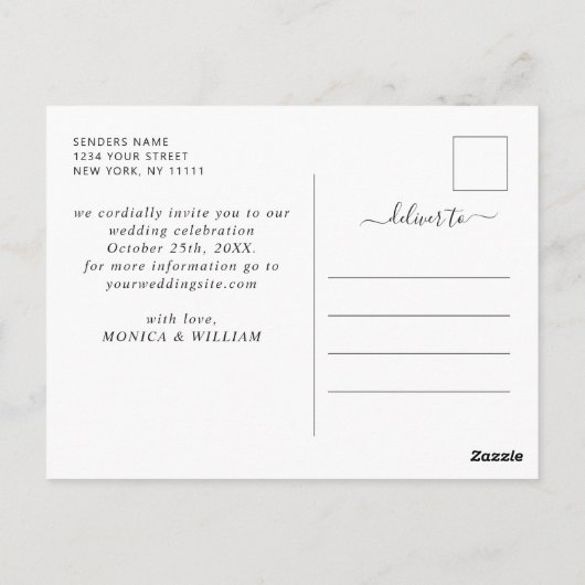 Rustikale Hochzeit mit Holzbauch rettet das Datum Postkarte (Rückseite)