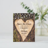 Rustikale Hochzeit mit Holzbauch rettet das Datum Postkarte (Stehend Vorderseite)