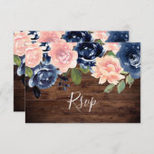 Rustikale Hochzeit mit Holzblüten und Wasserfarben RSVP Karte (Vorne/Hinten)