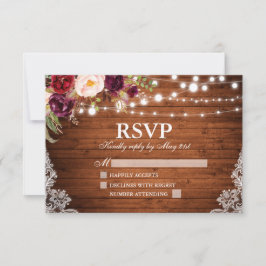 Rustikale Hochzeit mit Holzleuchten RSVP Karte