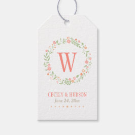 Rustikale Hochzeit mit Korallenrosa und grünem Blu Geschenkanhänger