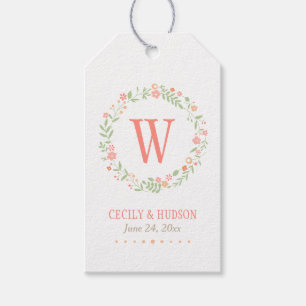 Rustikale Hochzeit mit Korallenrosa und grünem Blu Geschenkanhänger