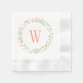 Rustikale Hochzeit mit Korallenrosa und grünem Blu Serviette (Vorderseite)