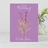 rustikale Hochzeit mit Lavendels Einladung (Stehend Vorderseite)
