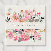 Rustikale Hochzeit mit lebendigem Rosa Wasserfarbe Geschenkanhänger (Vorderseite)