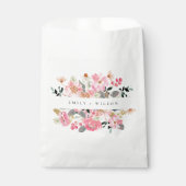 Rustikale Hochzeit mit lebendigem Rosa Wasserfarbe Geschenktütchen (Vorderseite)
