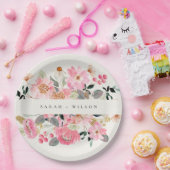 Rustikale Hochzeit mit lebendigem Rosa Wasserfarbe Pappteller (Party)